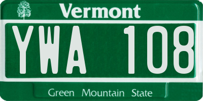 VT license plate YWA108