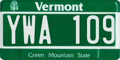 VT license plate YWA109