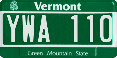 VT license plate YWA110