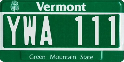 VT license plate YWA111