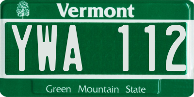 VT license plate YWA112