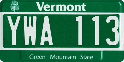 VT license plate YWA113