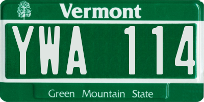 VT license plate YWA114