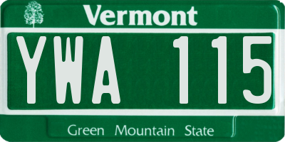 VT license plate YWA115