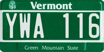 VT license plate YWA116