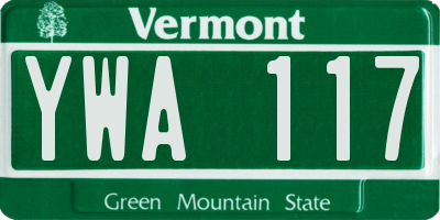 VT license plate YWA117