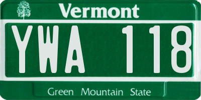 VT license plate YWA118