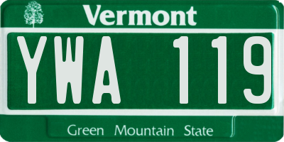 VT license plate YWA119