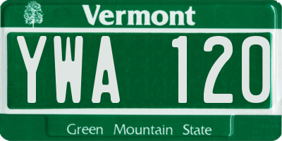 VT license plate YWA120