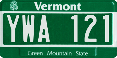 VT license plate YWA121