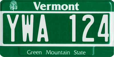 VT license plate YWA124