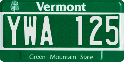 VT license plate YWA125