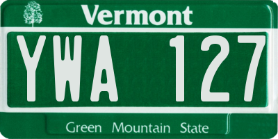 VT license plate YWA127