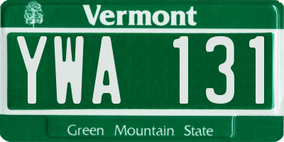 VT license plate YWA131