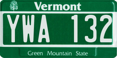 VT license plate YWA132