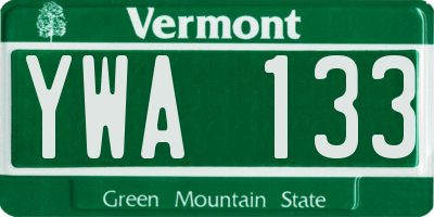 VT license plate YWA133