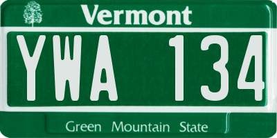 VT license plate YWA134
