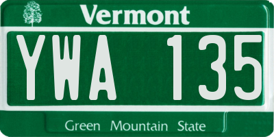 VT license plate YWA135