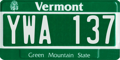 VT license plate YWA137