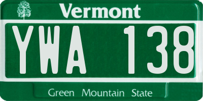 VT license plate YWA138