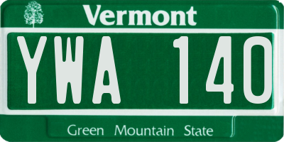 VT license plate YWA140