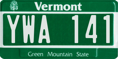 VT license plate YWA141