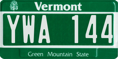 VT license plate YWA144