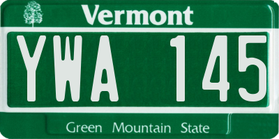 VT license plate YWA145