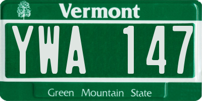 VT license plate YWA147