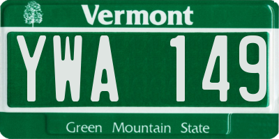 VT license plate YWA149