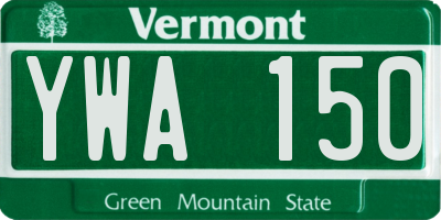 VT license plate YWA150