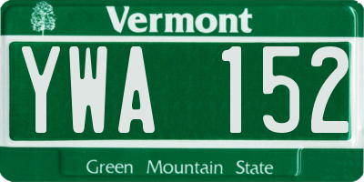 VT license plate YWA152