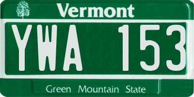 VT license plate YWA153