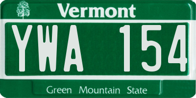 VT license plate YWA154
