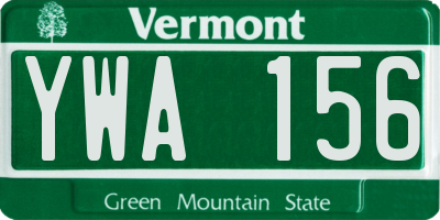 VT license plate YWA156