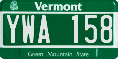 VT license plate YWA158