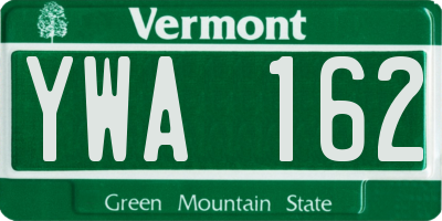 VT license plate YWA162