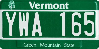 VT license plate YWA165