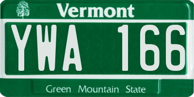 VT license plate YWA166