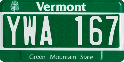 VT license plate YWA167