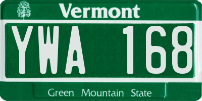 VT license plate YWA168