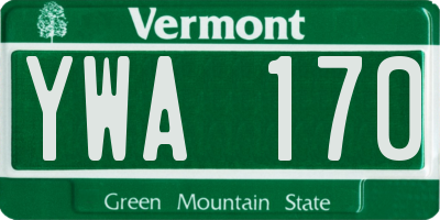 VT license plate YWA170