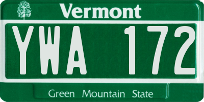VT license plate YWA172