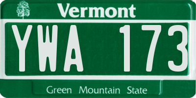 VT license plate YWA173
