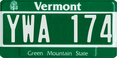 VT license plate YWA174