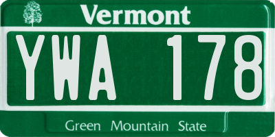 VT license plate YWA178