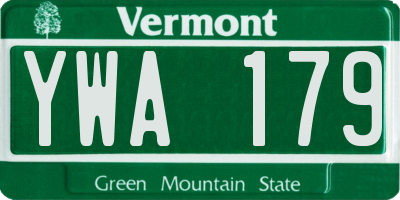 VT license plate YWA179