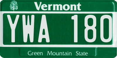 VT license plate YWA180