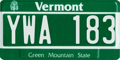 VT license plate YWA183