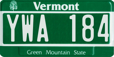 VT license plate YWA184